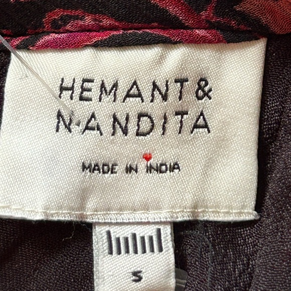 Hemant & Nandita Crimson mini floral v neck front bow dress SMALL - Picture 11 of 15